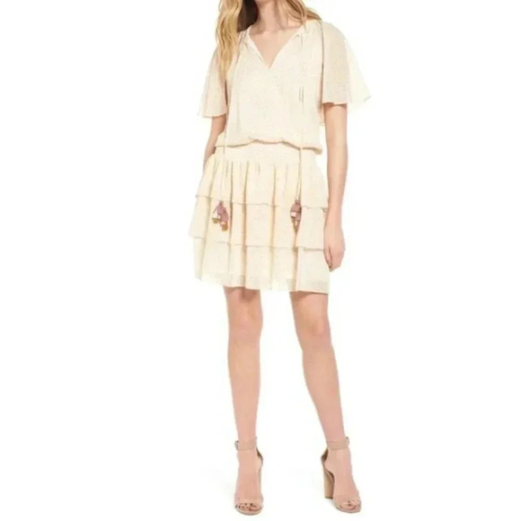 Rebecca Minkoff Off White Multi Pebble Tassel-neck Floral Dress Size Large - Picture 2 of 11